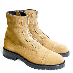 AllSaints Ariel Combat Boots Tan Suede Size 40 9.5/10